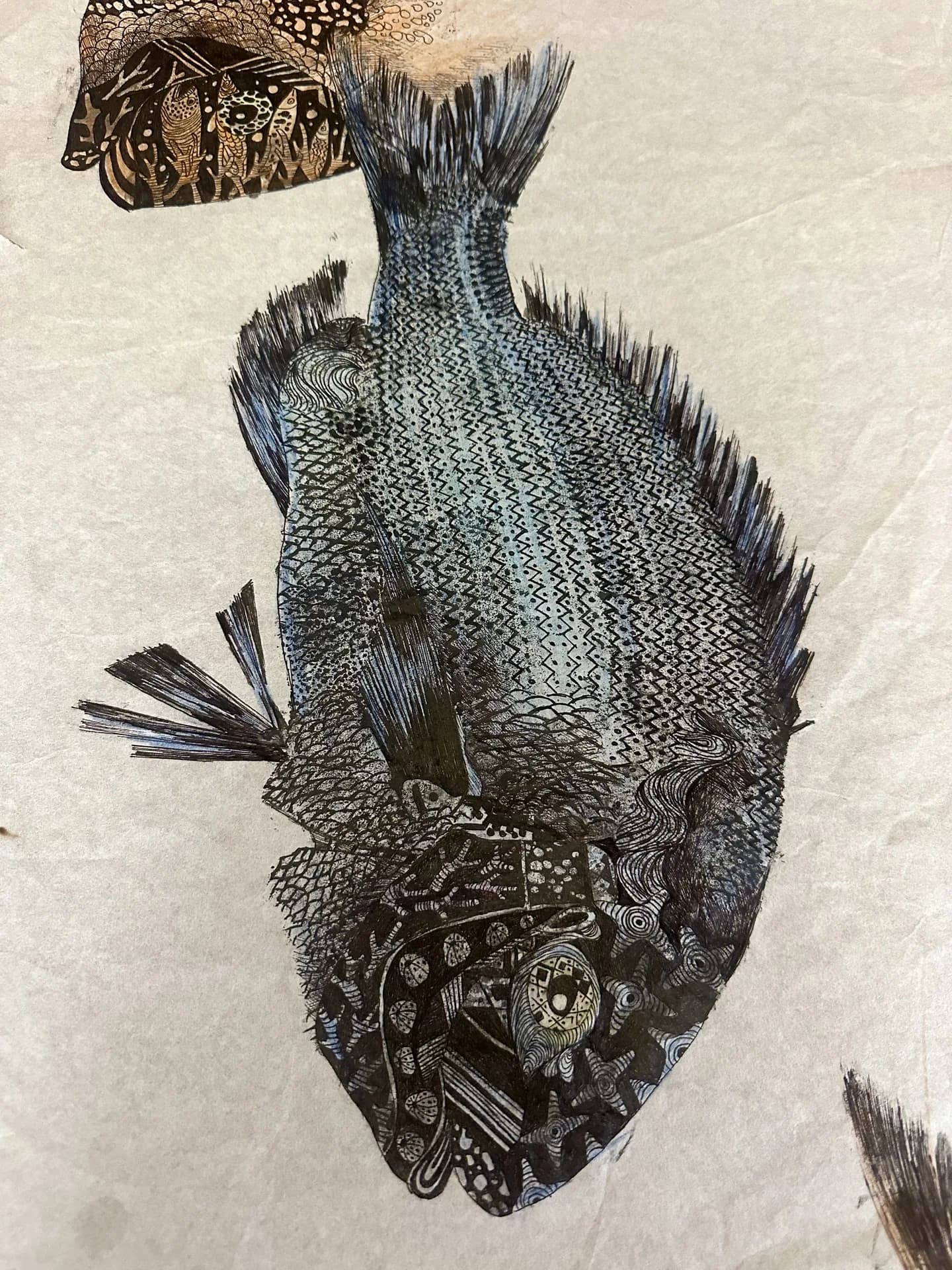 Fish Gyotaku print on rice paper